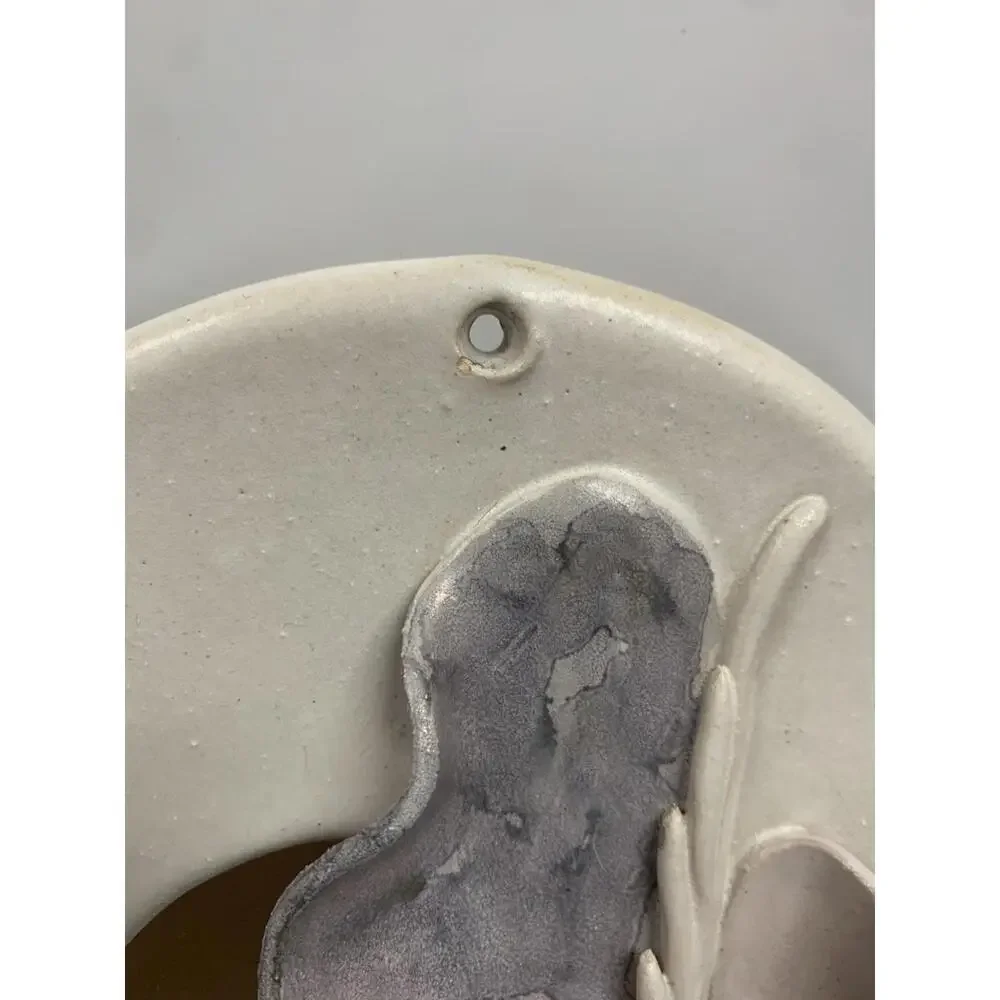 Art Pottery Mirror Calla Lily Kozon Studio Sculpted Art Signed 91, Vtg 13 X 8.5